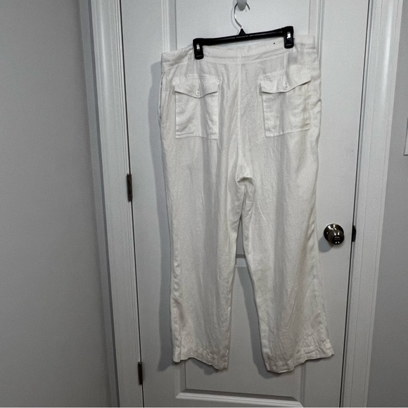Austin Reed Wide Leg White 100% linen Pants Women’s Size Large Boho Beach - Picture 2 of 5